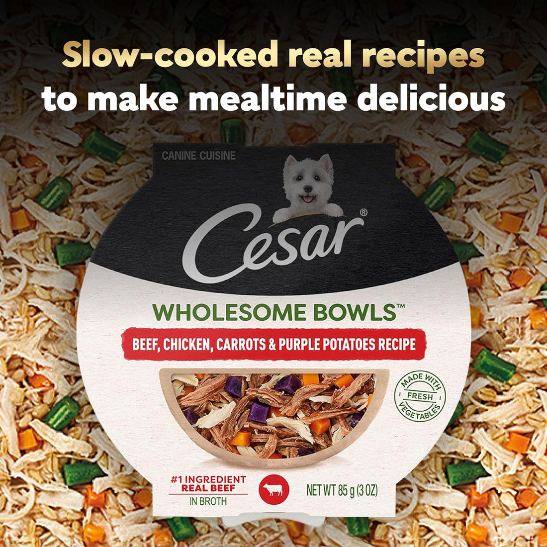 Cesar Wholesome Bowls Adult Wet Dog Food,Beef,Chicken,Purple Potatoes