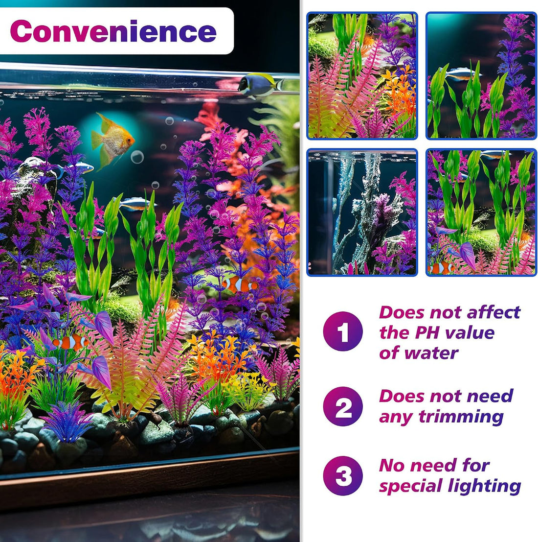 Ameliade Artificial Aquarium Plastic Plants Fish Tank Decorations