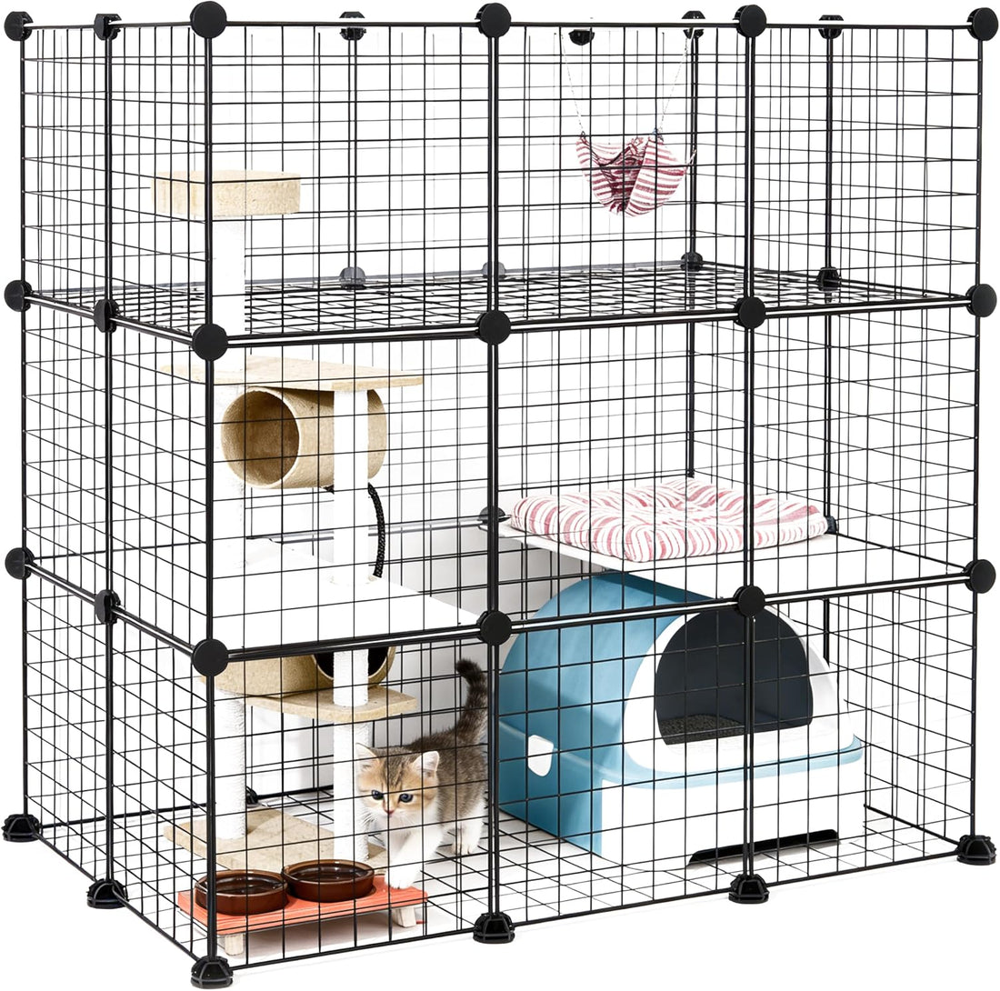 DIY Modular Cat Playpen 2x3x1 Grid | Compact Indoor Cat Enclosure