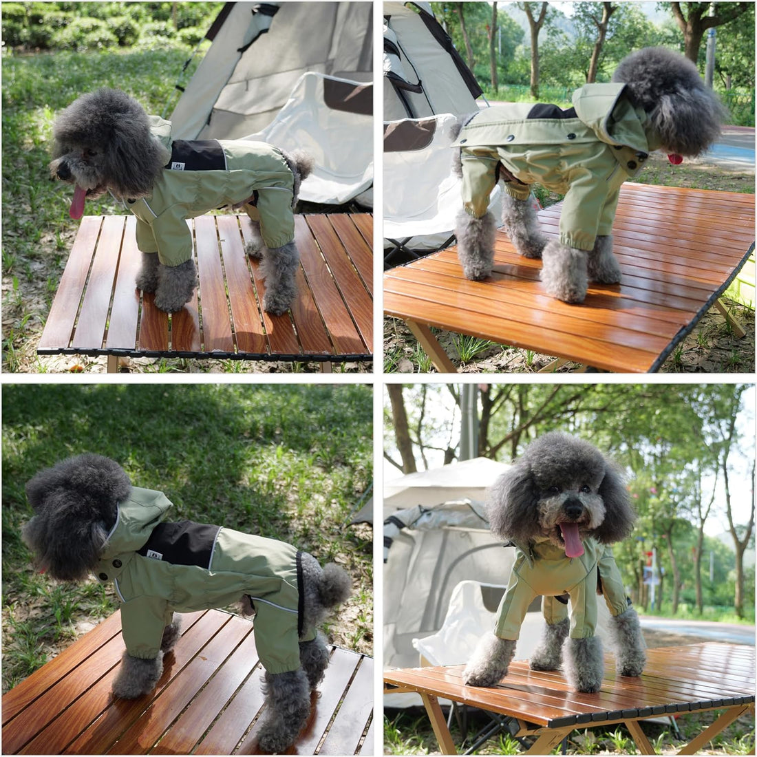 LOVELONGLONG Fleece-Lined Dog Raincoat with Removable Hood