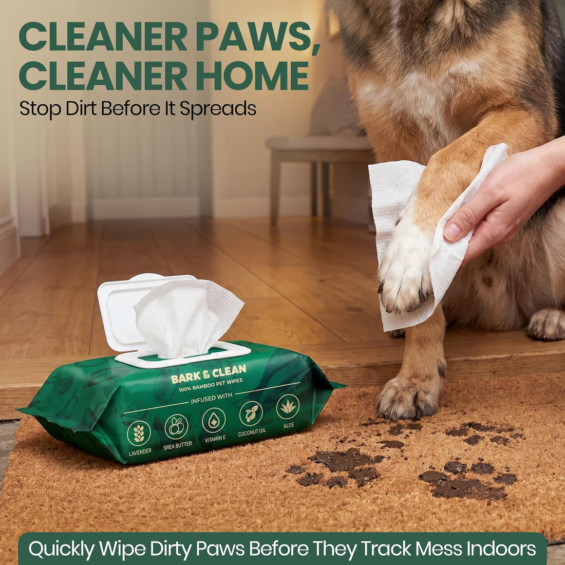 Bark & Clean Bamboo Dog Wipes for Cleaning & Deodorizing