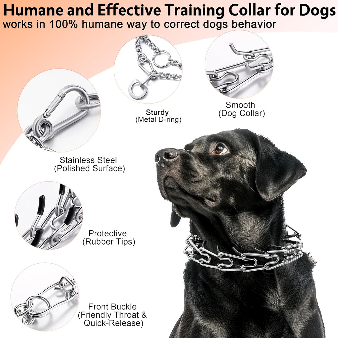 DEYACE Prong Collar for Dogs Stainless Steel Dog Pinch Collar