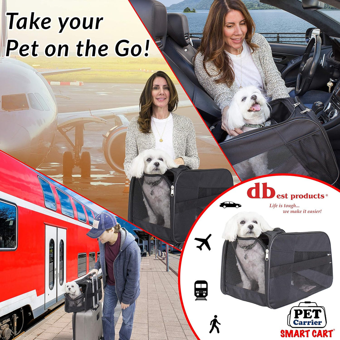 dbest products Rolling Pet Carrier with Wheels Airline Approved