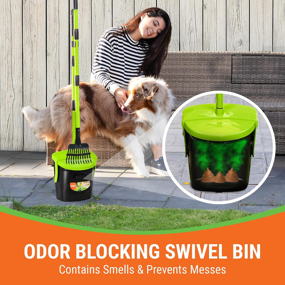 Pupzle Dry & Wet Dog Pooper Scooper with 40" Long Handle for Large
