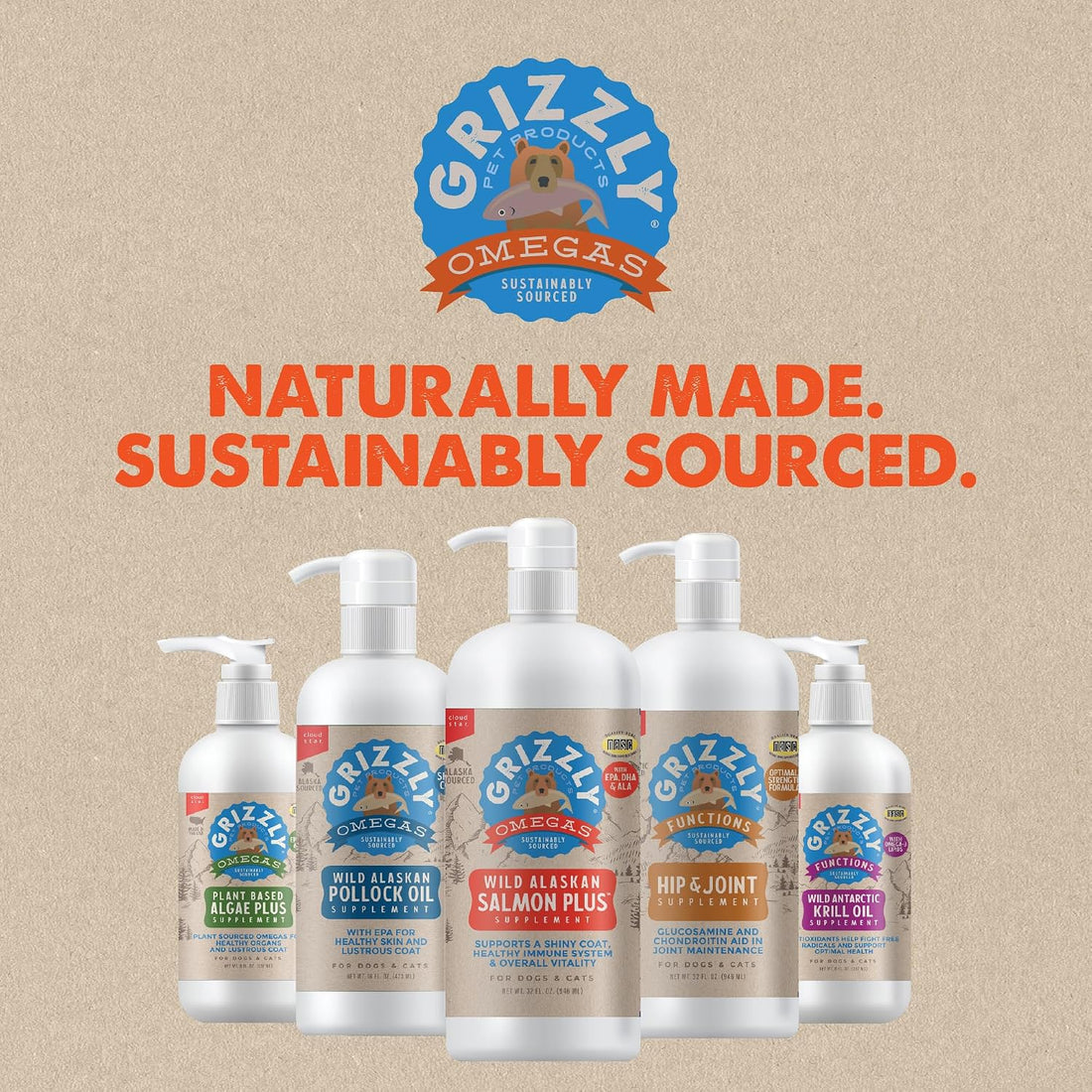 Grizzly Wild Alaskan Salmon Oil Dog Food Supplement Omega 3 Fatty