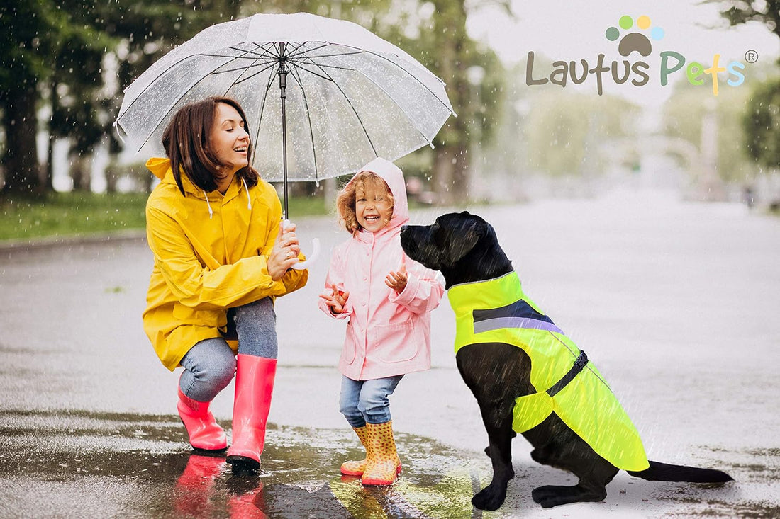 Waterproof Dog Rain Coat, Reflective Safety Strips & Leash Hole