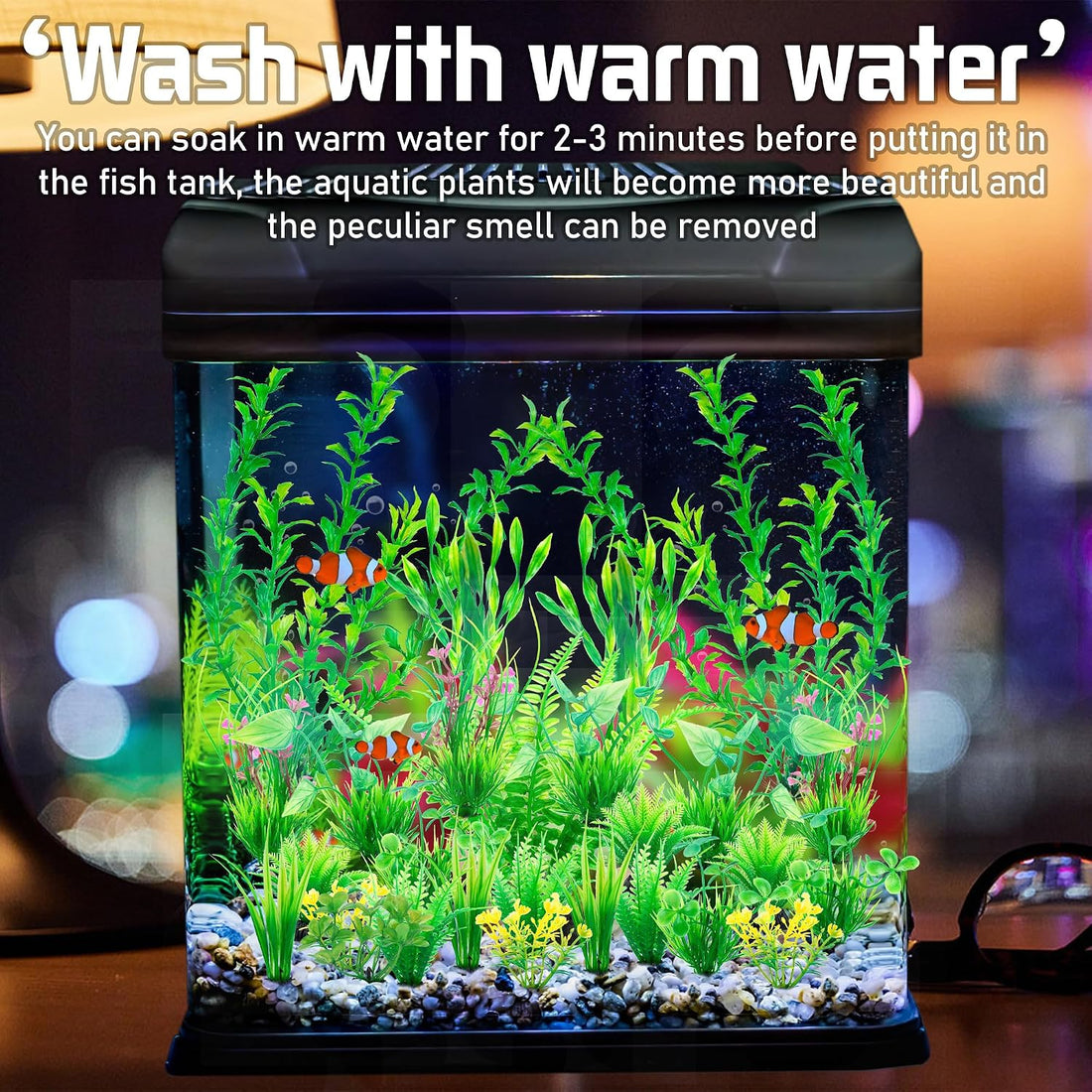 Ameliade Aquarium Artificial Plastic Plants Large Fish Tank Decor