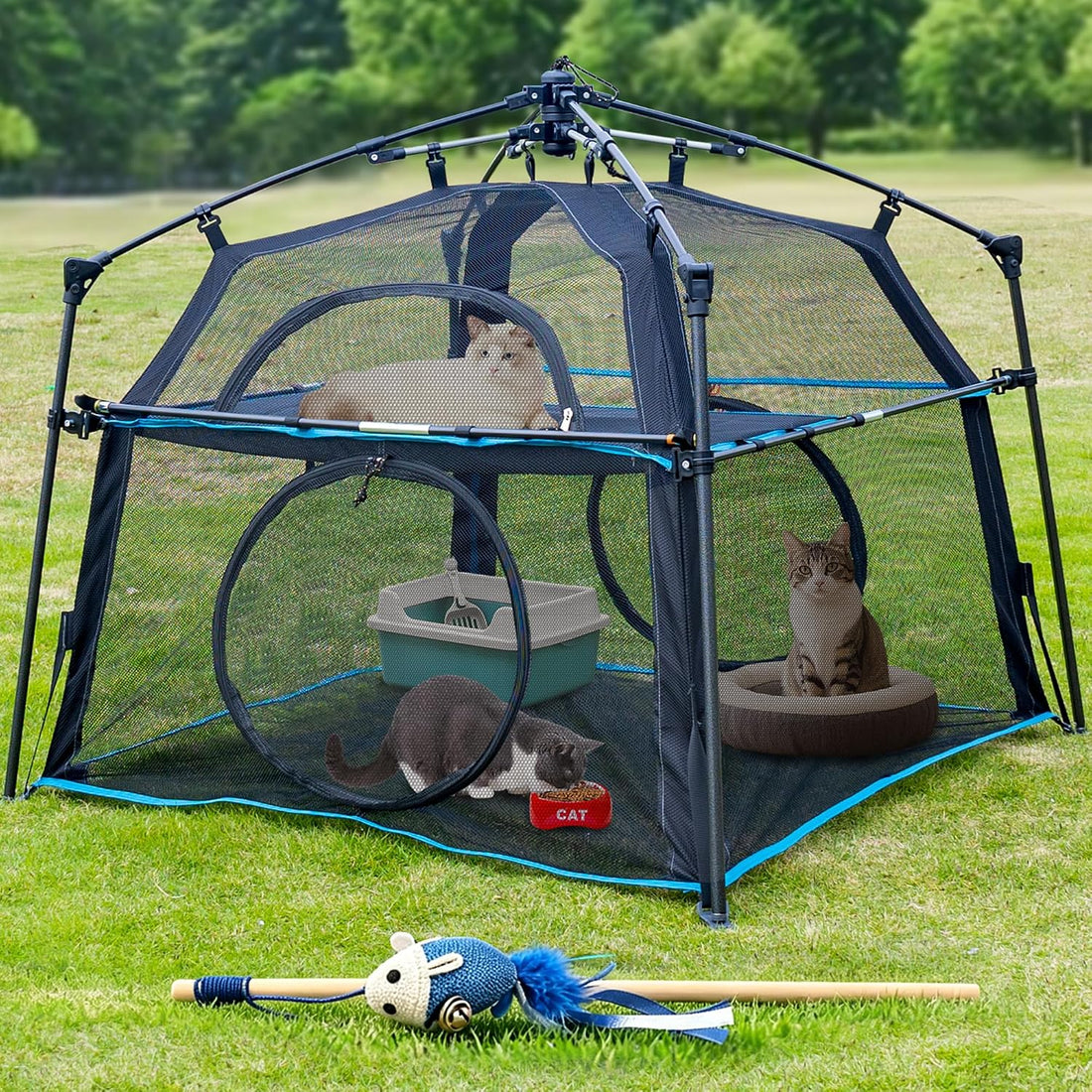Extra Large Catio Outdoor Cat Enclosure 2-Tier Cat Tent for Patio