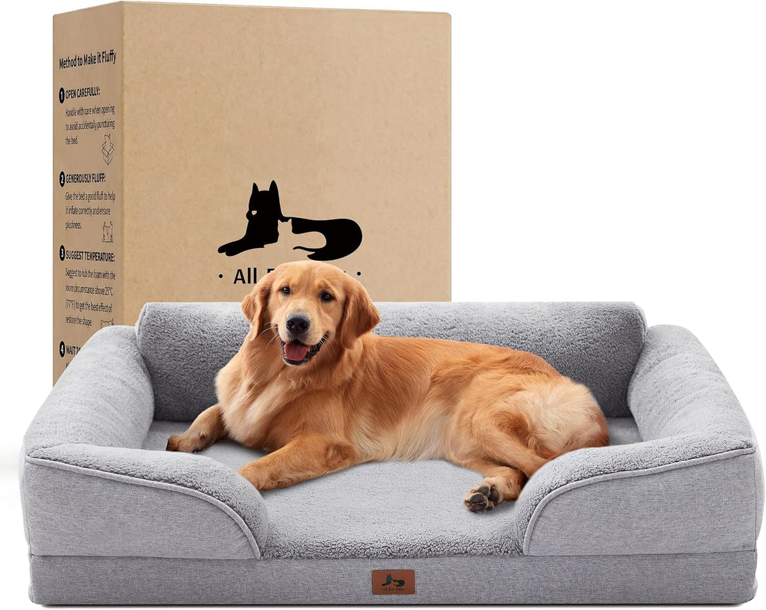 XL Orthopedic Dog Bed for Large Dogs, Removable Washable, Grey