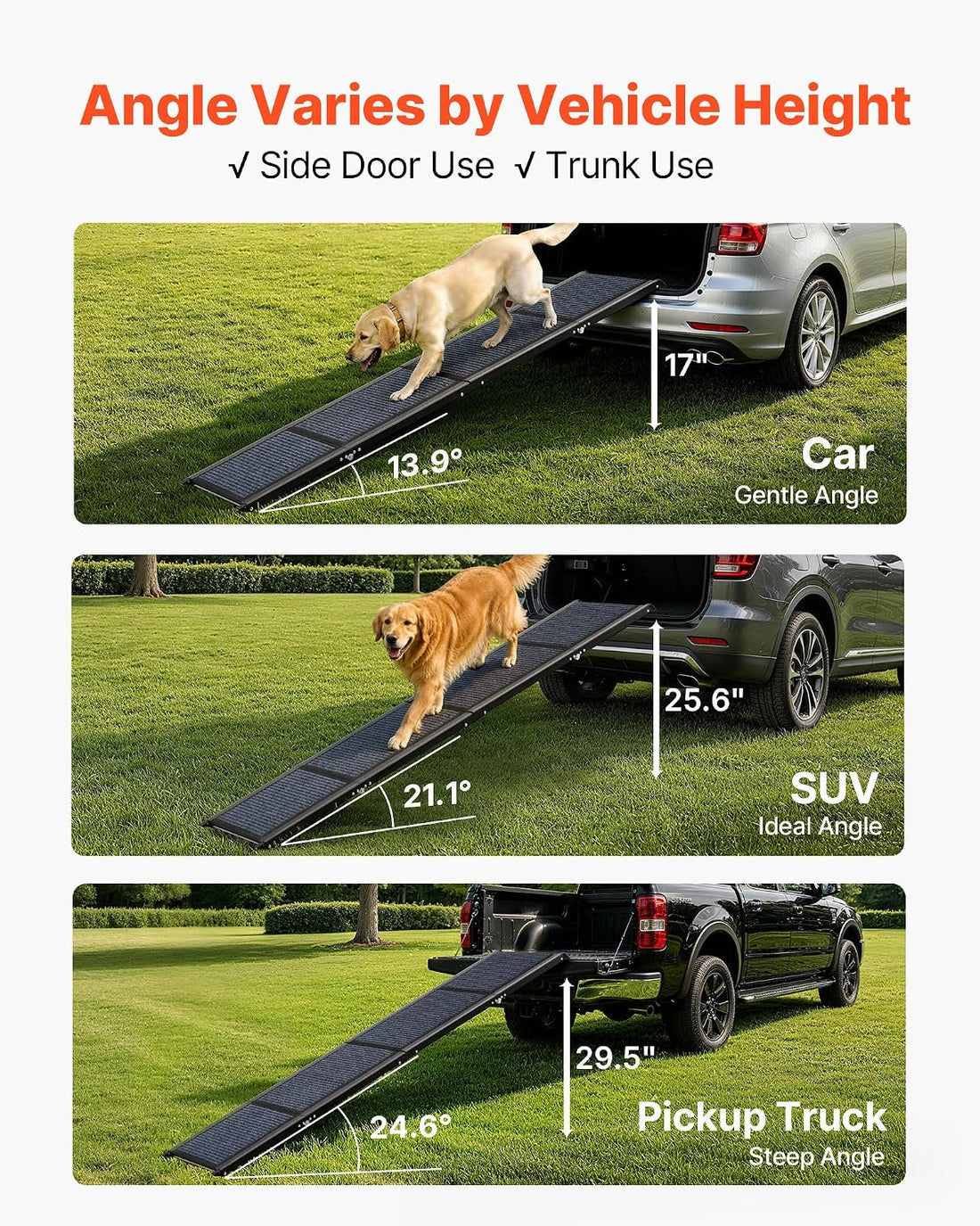 VEVOR Dog Ramp for Cars, 71" L x 17" W