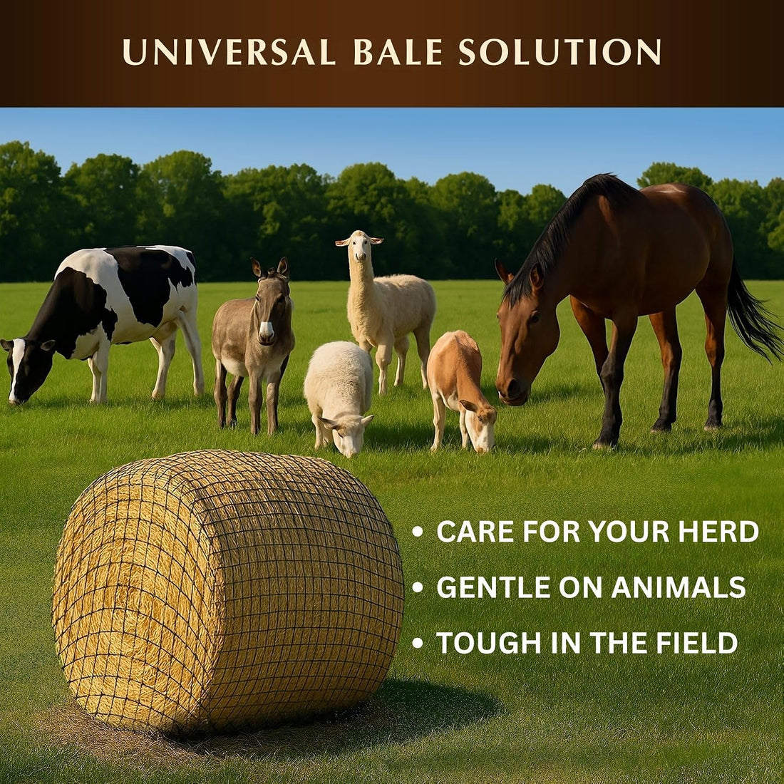 6x6 Ft Round Bale Hay Net for Horses