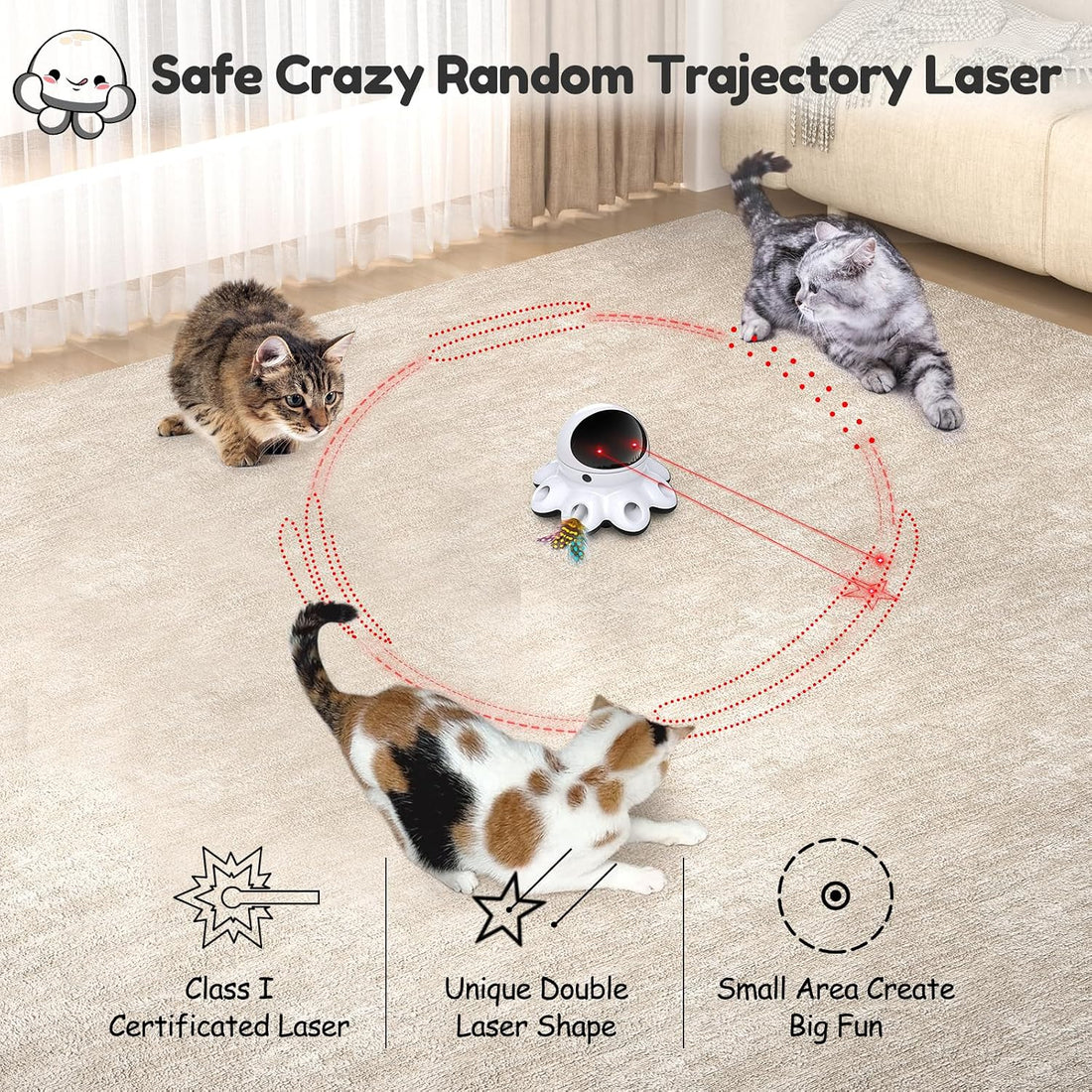 ORSDA Cat Laser Toy, 2-in-1 Interactive Automatic Motion Activated