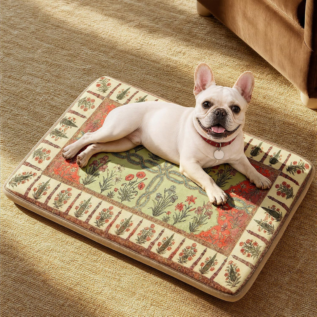 Exsnugy Dog Crate Pad,Boho Washable Dog Bed Mats for Medium Pets