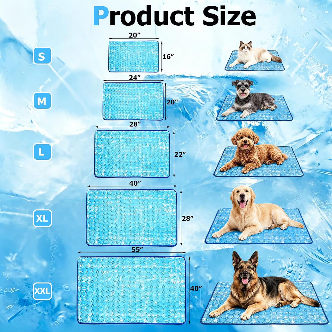 Dog Cooling Mat, Large Cooling Pad for Dogs Cats