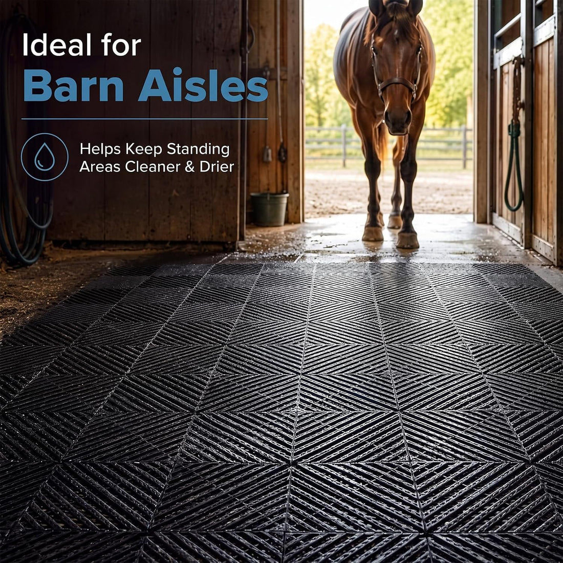 18 Pcs Horse Stall Mats 4 x 8 ft Plastic Stable Mat Interlocking
