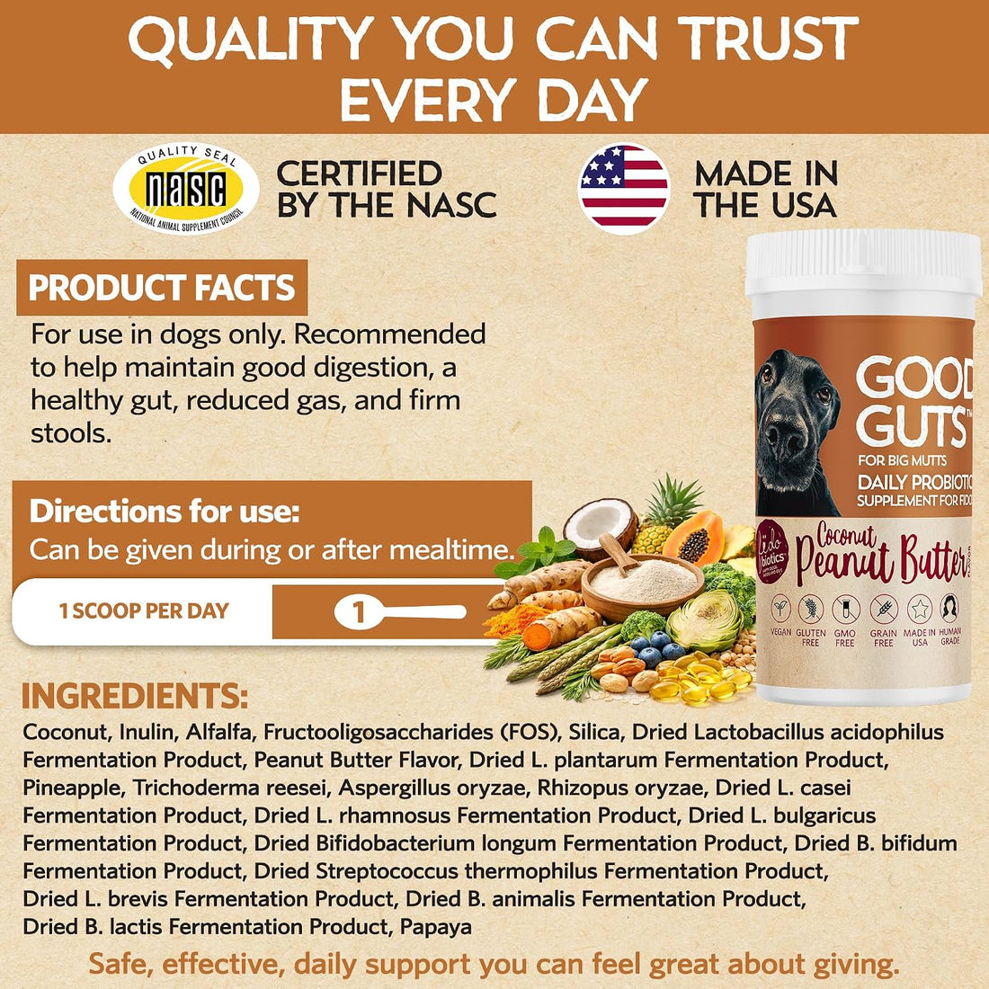 Fidobiotics Good Guts Probiotics for Big Dogs