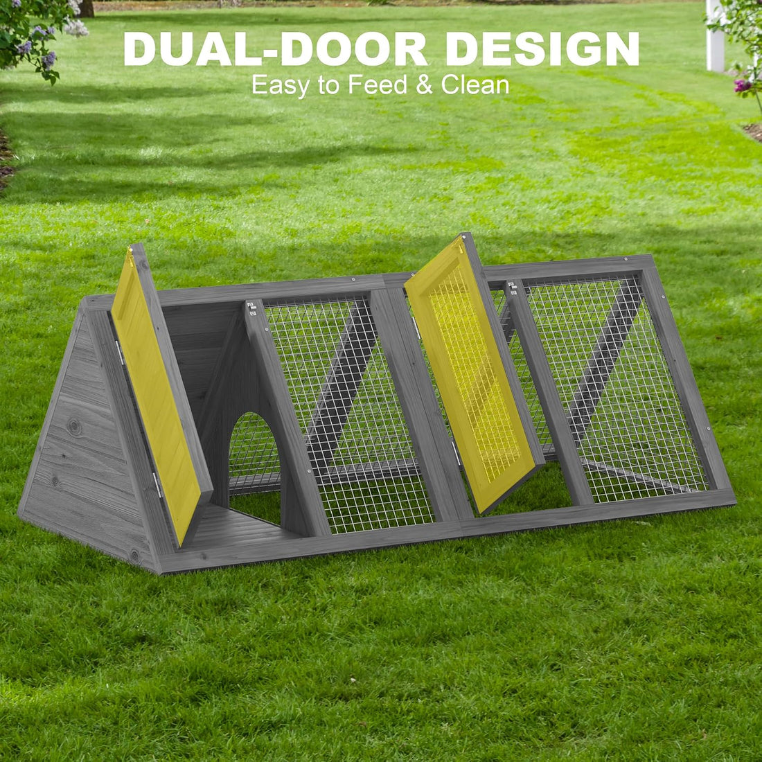 Small Chicken Coop, Wooden Rabbit Hutch Outdoor(Modern Grey)