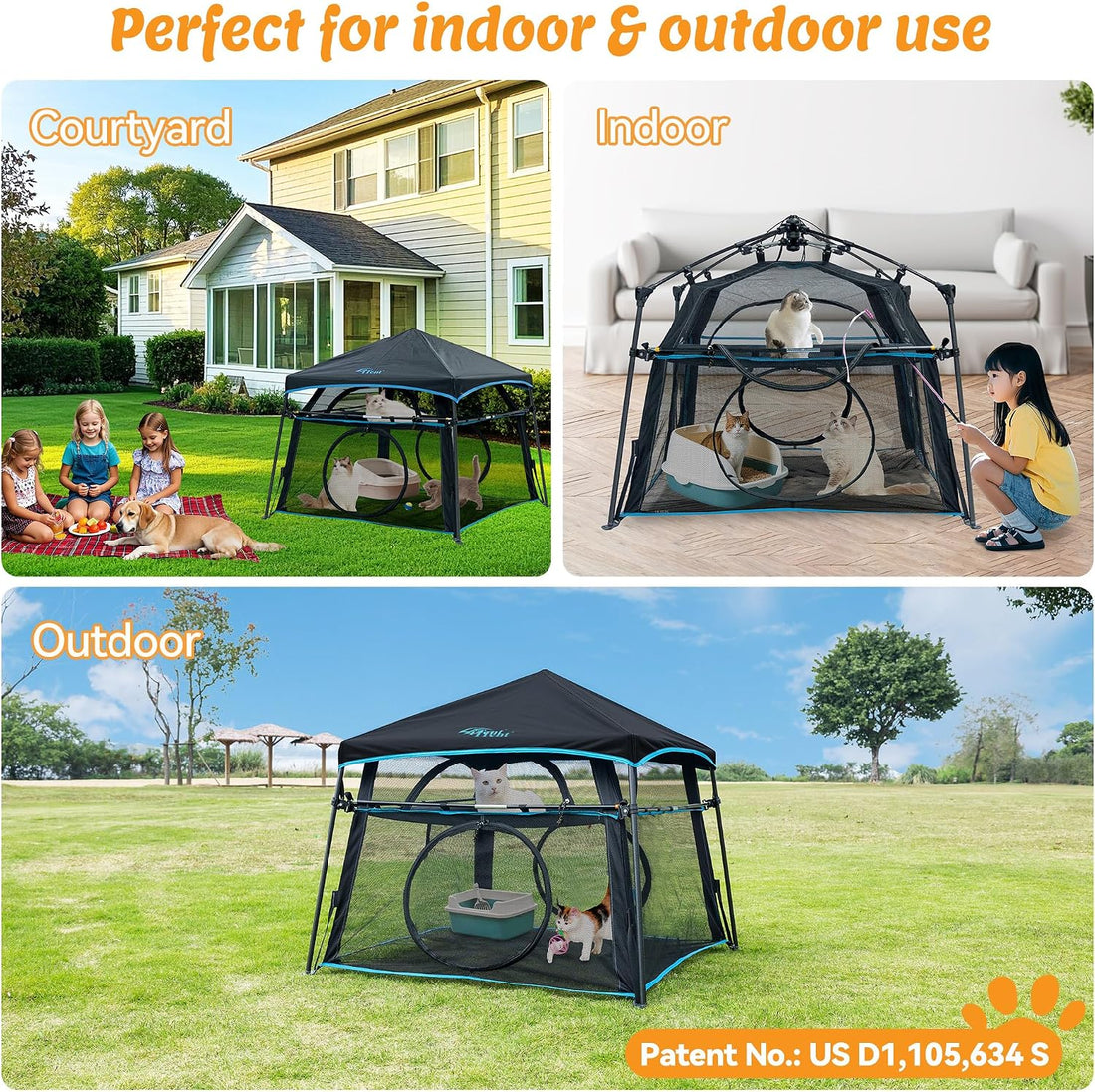 Extra Large Catio Outdoor Cat Enclosure 2-Tier Cat Tent for Patio