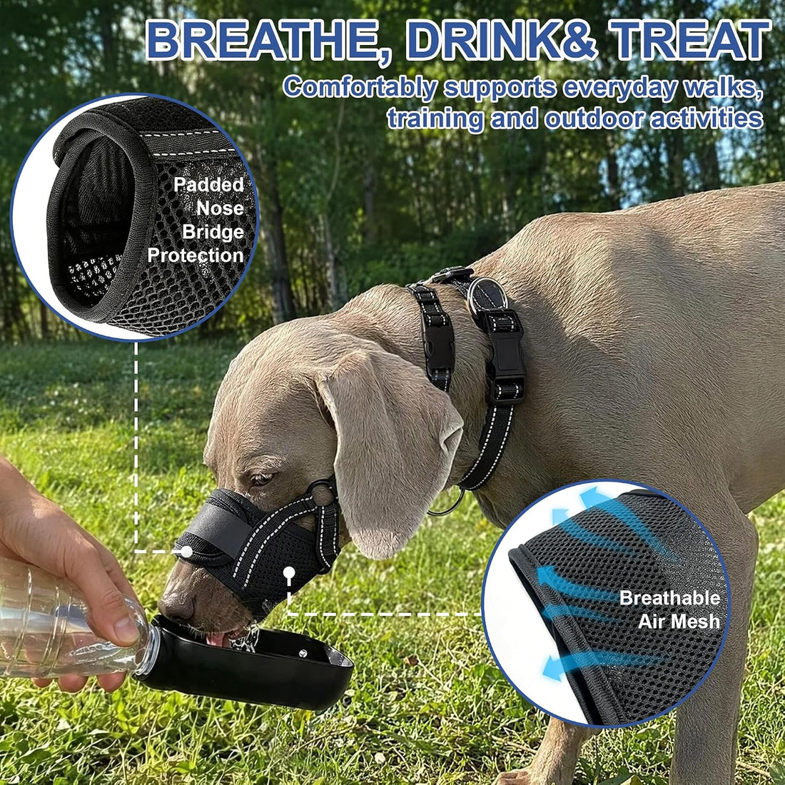 Dog Muzzle Escape-Proof 3-in-1 Set with Collar & Anti-Escape Ring