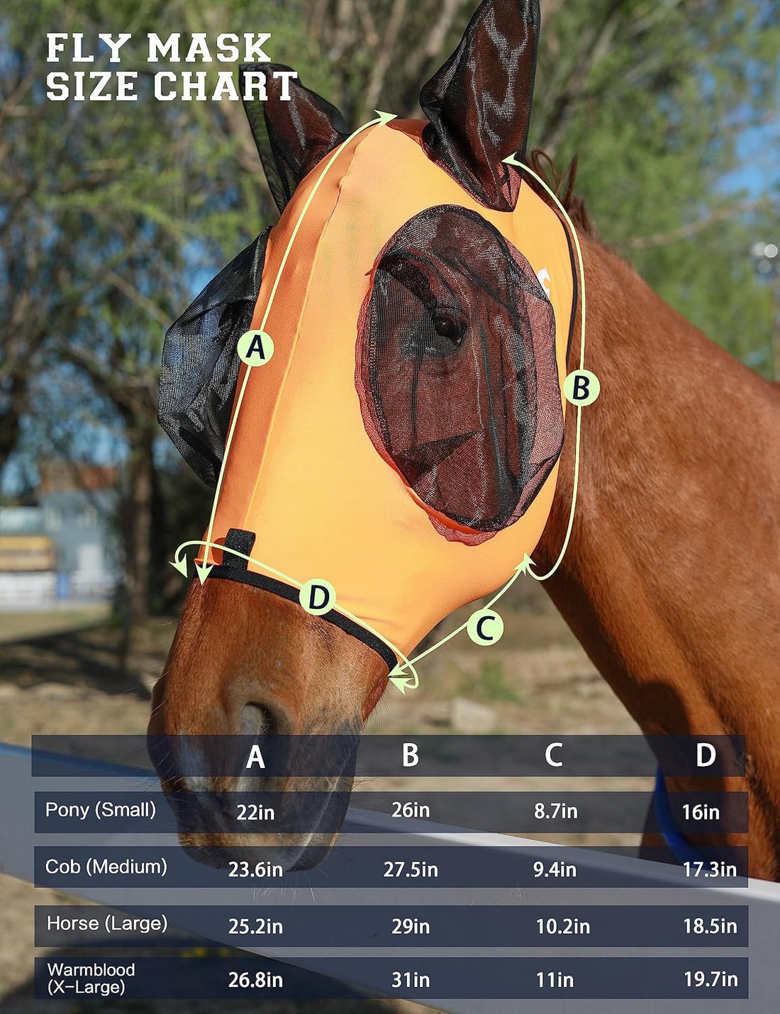 Horse Fly Mask with Ears, Fly Mask for Horses, Breathable Mesh