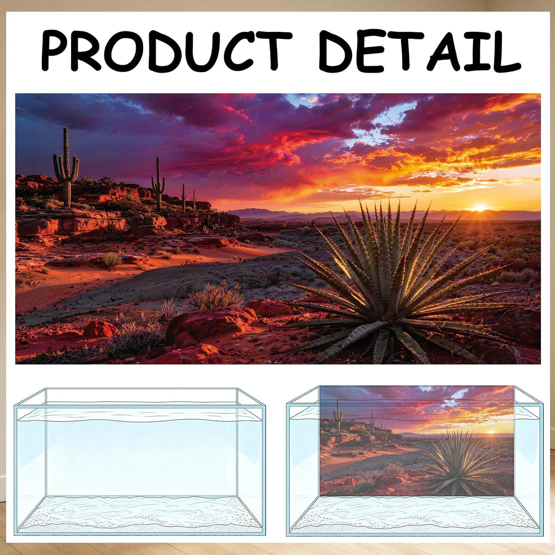 4Pcs Reptile Tank Background, 36x18 Inch Double Sided