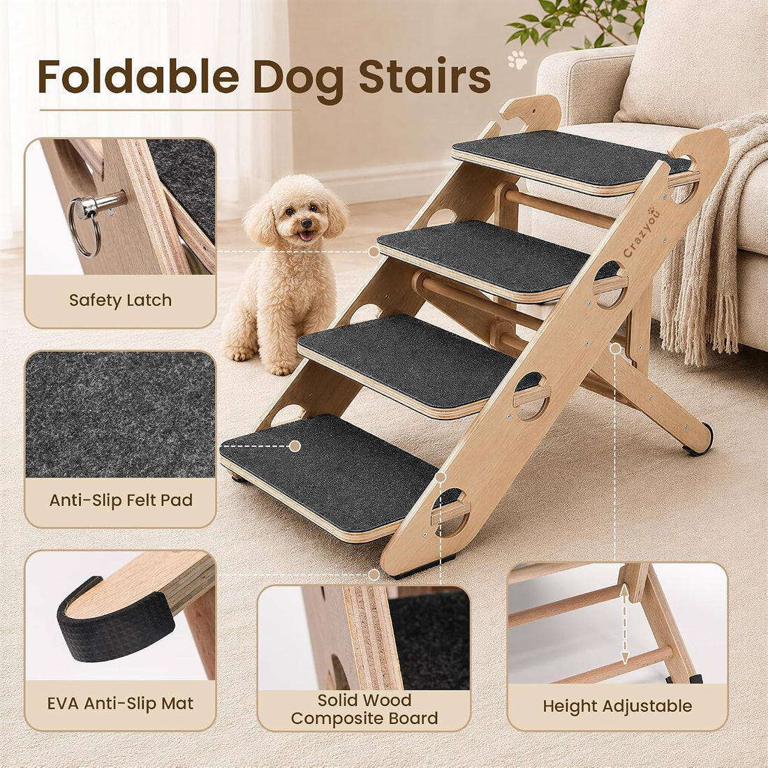 2-in-1 Dog Stairs/Ramp with 4 Steps