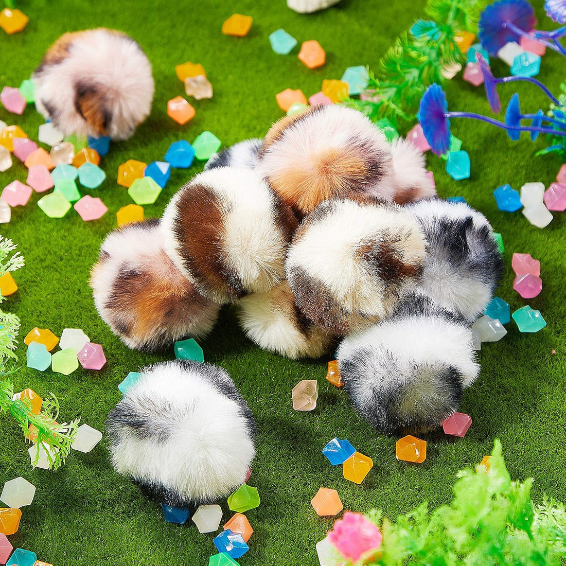 Weewooday 12 Pcs Large Fuzzy Cat Pom Pom Balls Plush Toys