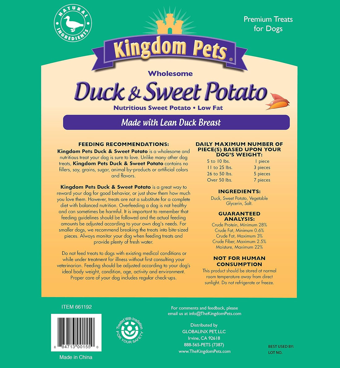 Kingdom Pets Duck Jerky & Sweet Potato Dog Treats with Only 4