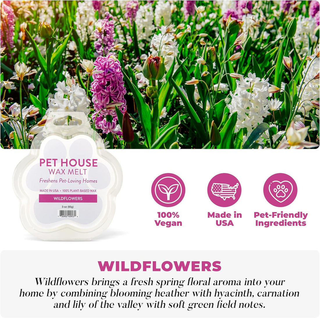 Wildflowers Scented Wax Melts Plant-Based Wax, 2 Pack Pet House