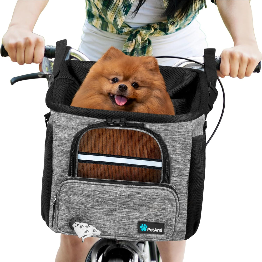 PetAmi Dog Bike Basket, Soft-Sided Ventilated Pet Carrier Backpack