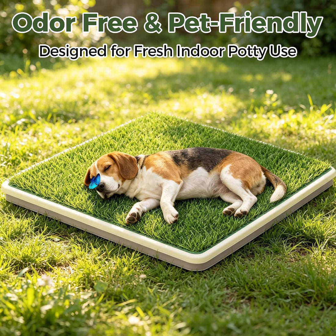 Dog Grass Pad with Tray, Utral Fast Drainage, 2 Washable Grass Pads