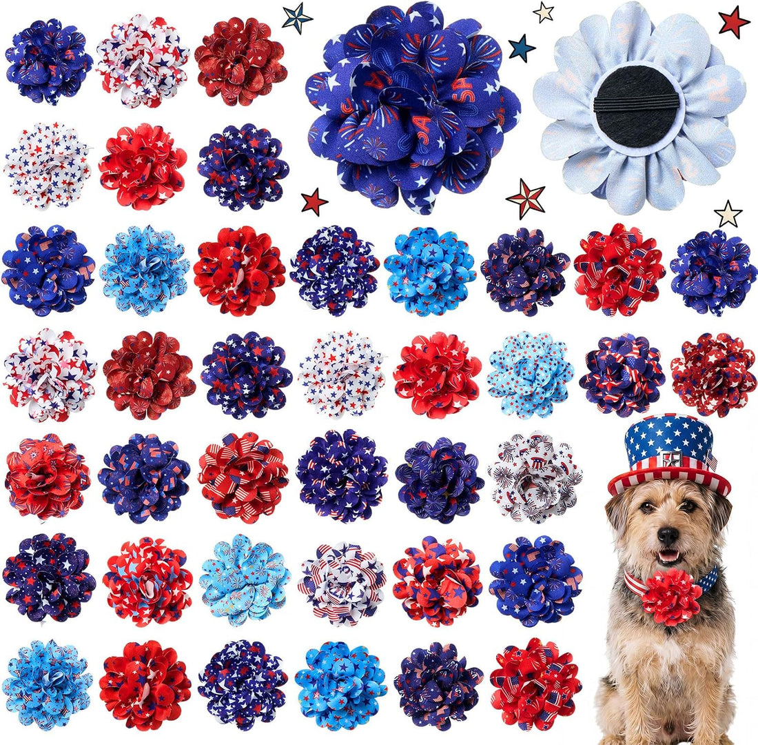 Dansydaisy 50 Pcs Halloween Dog Collar Flowers Bulk, Pumpkin Ghost Bat