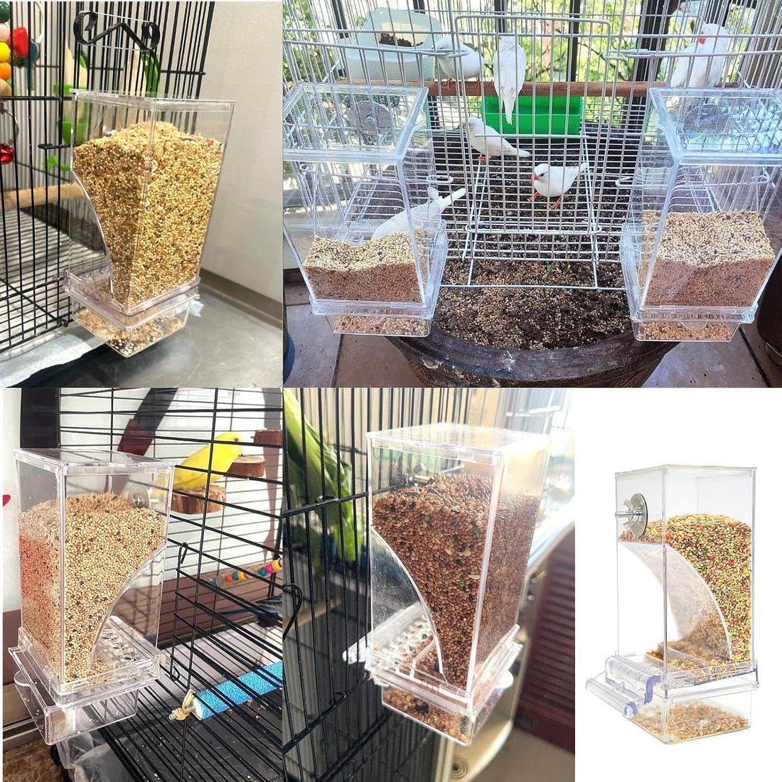 No Mess Bird Feeder for Cage Automatic Small Bird Food Container