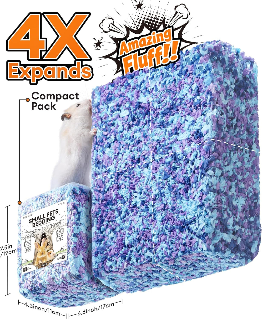 BUCATSTATE Hamster Bedding 15L, 99% Dust-Free Paper Bedding