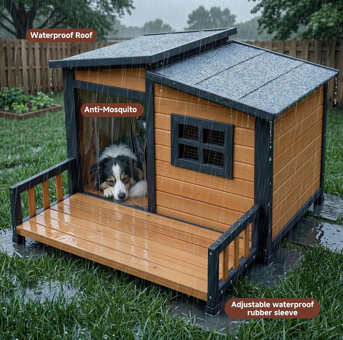 RUNSHED Insulated Outdoor Dog House for Small and Medium-Sized Dogs