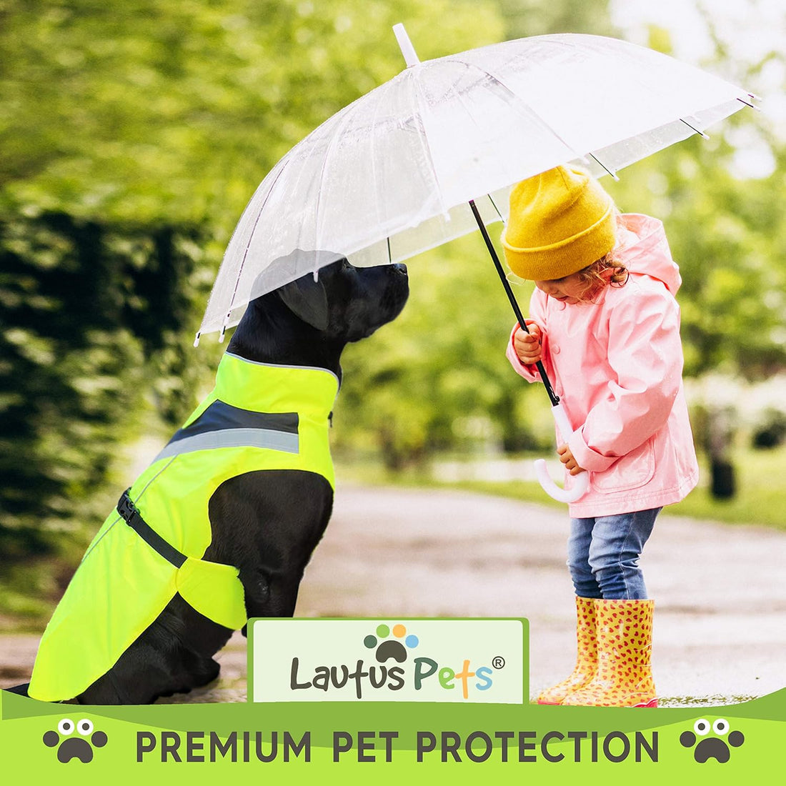 Waterproof Dog Rain Coat, Reflective Safety Strips & Leash Hole