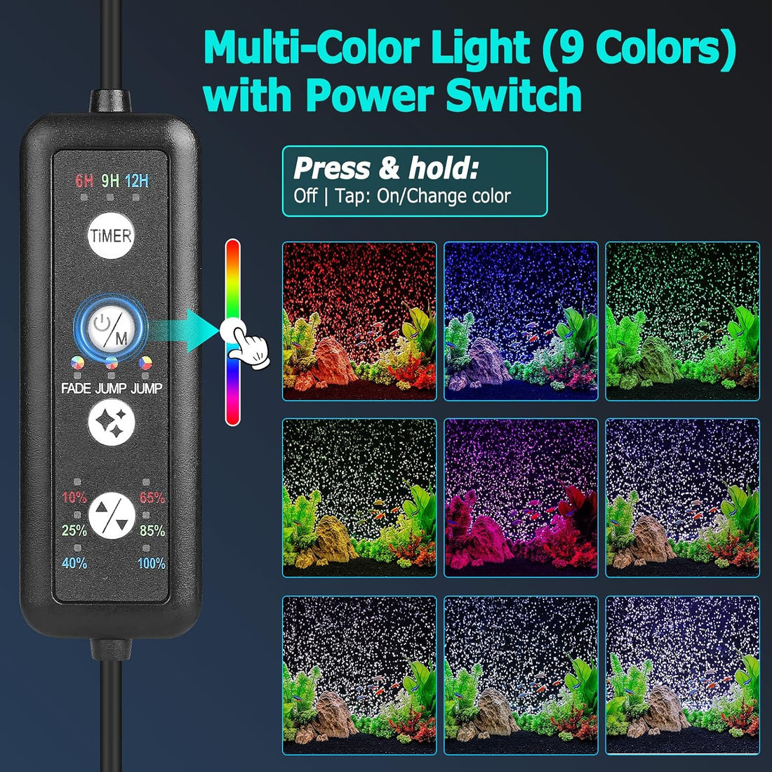 fishkeeper Submersible Fish Tank Light with Air Bubble Hole