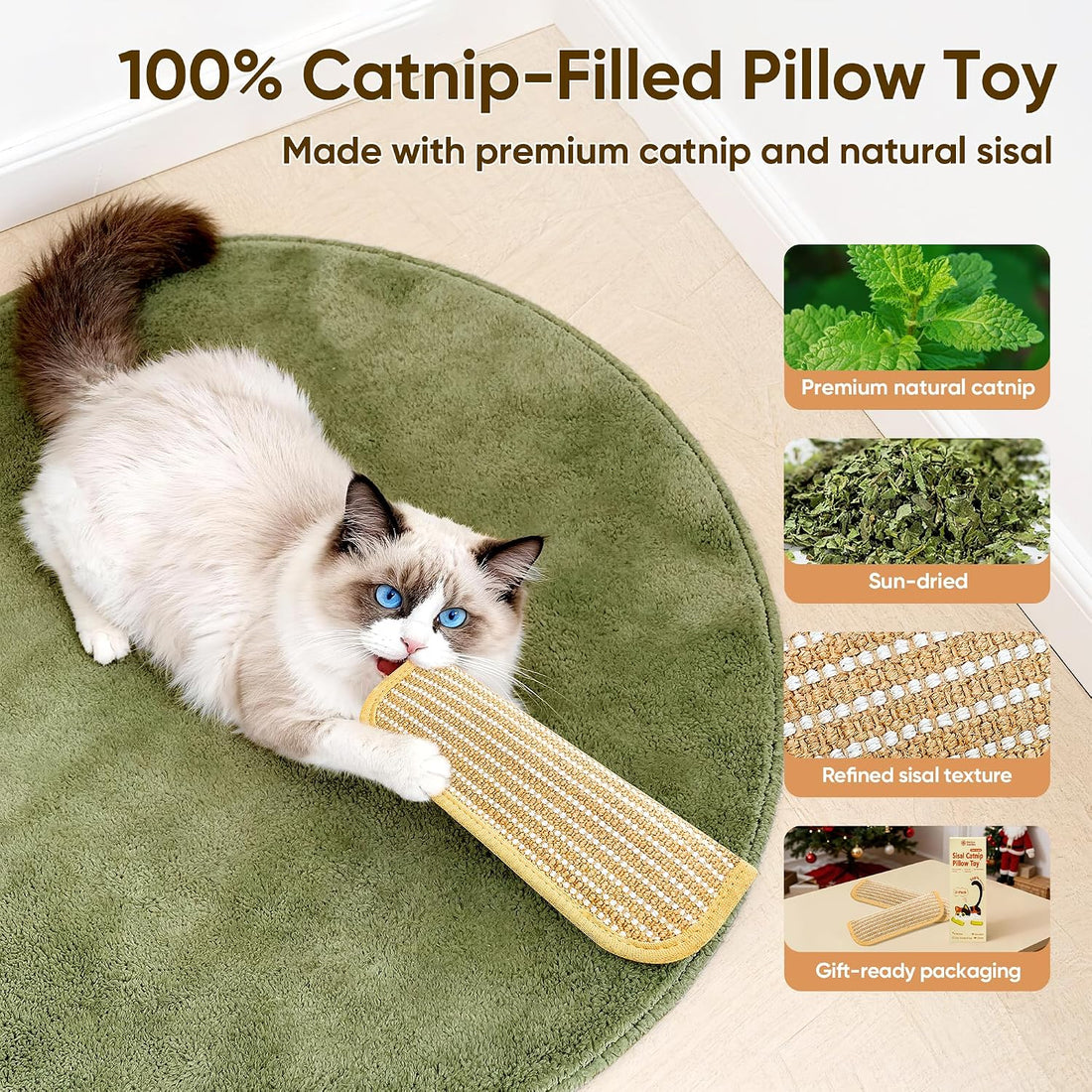 PetZen Garden Sisal Catnip Pillow Toy Kickers