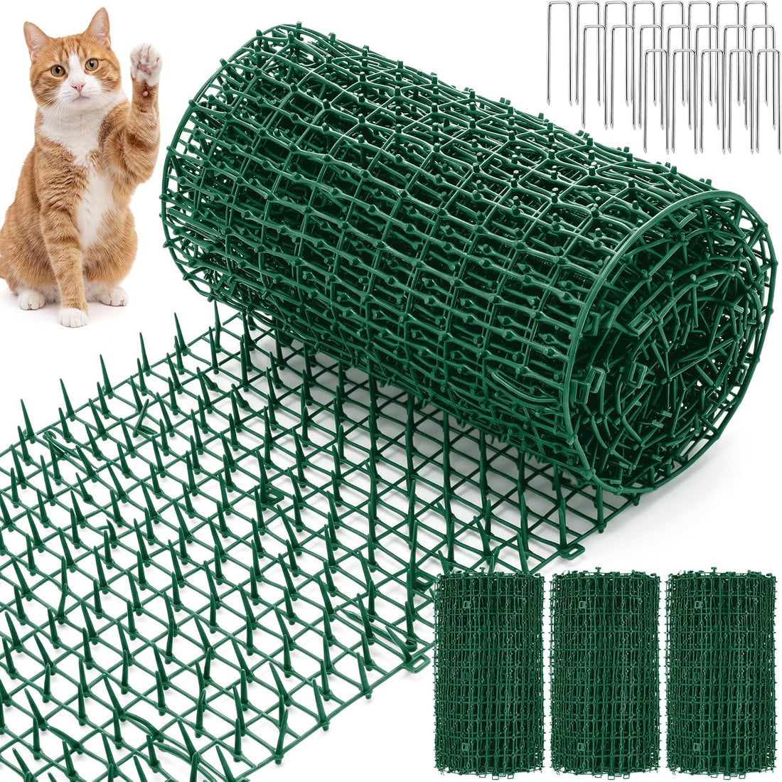 4 Pcs 52.6 ft Cat Spike Mat Outdoor Cat Deterrent Mat