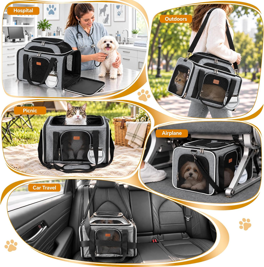 Expandable Top Pet Carrier 18x11x11 Inches, for Cats & Small Dogs