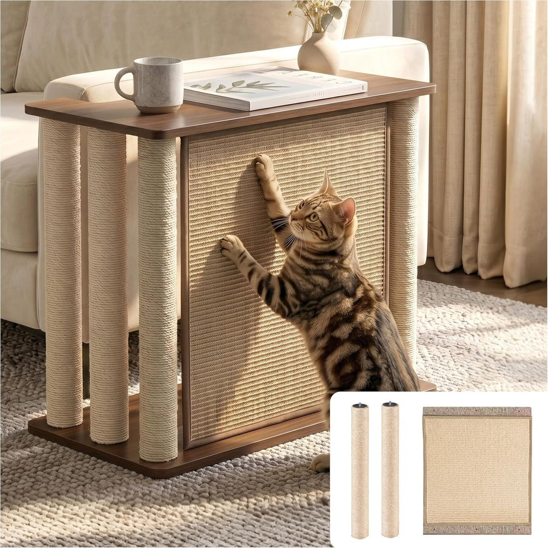 Couch Corner Cat Scratcher Side Table, Couch Protector from Cat Claws