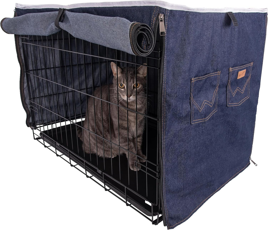 Wrangler Denim Dog Crate Cover for Large Dogs