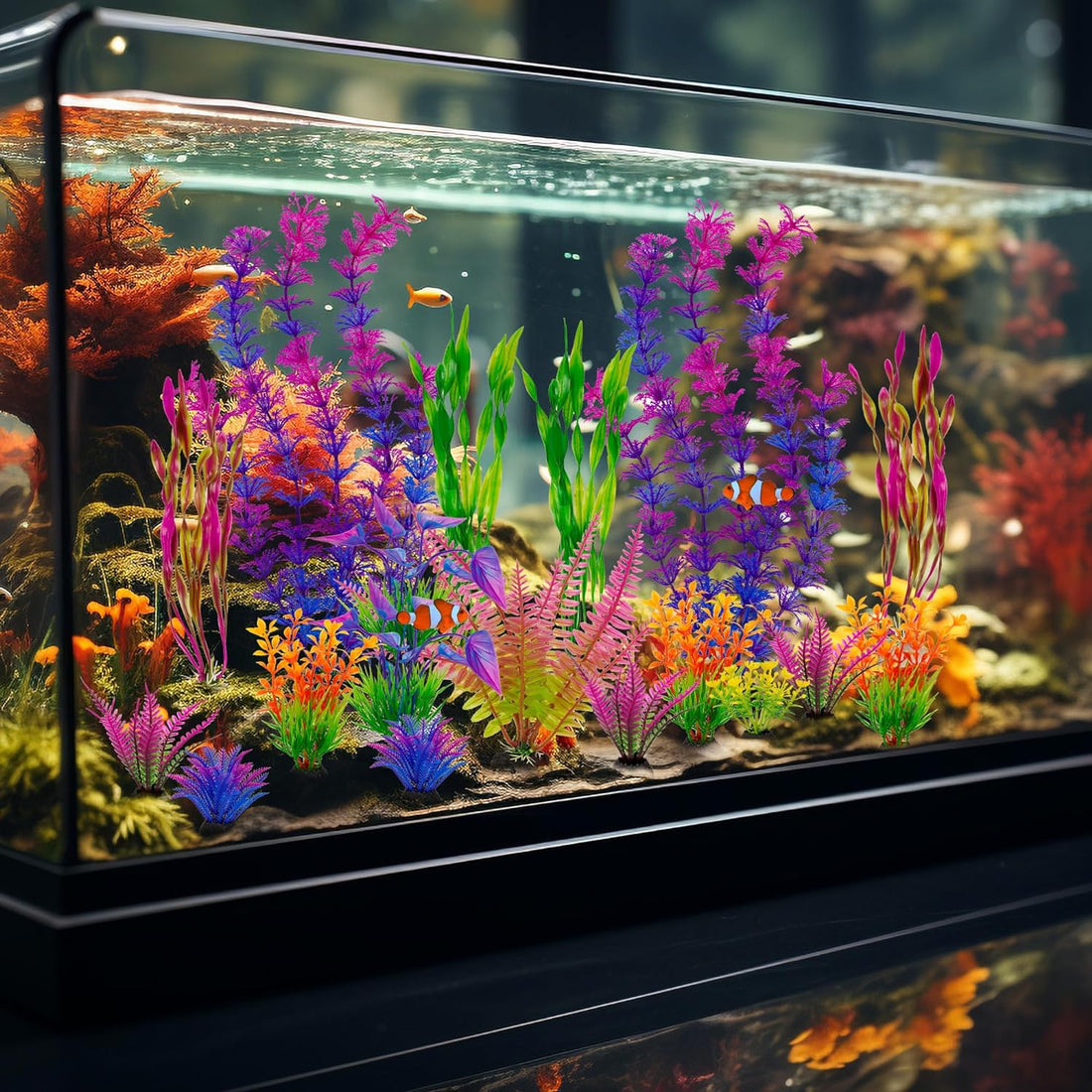 Ameliade Artificial Aquarium Plastic Plants Fish Tank Decorations