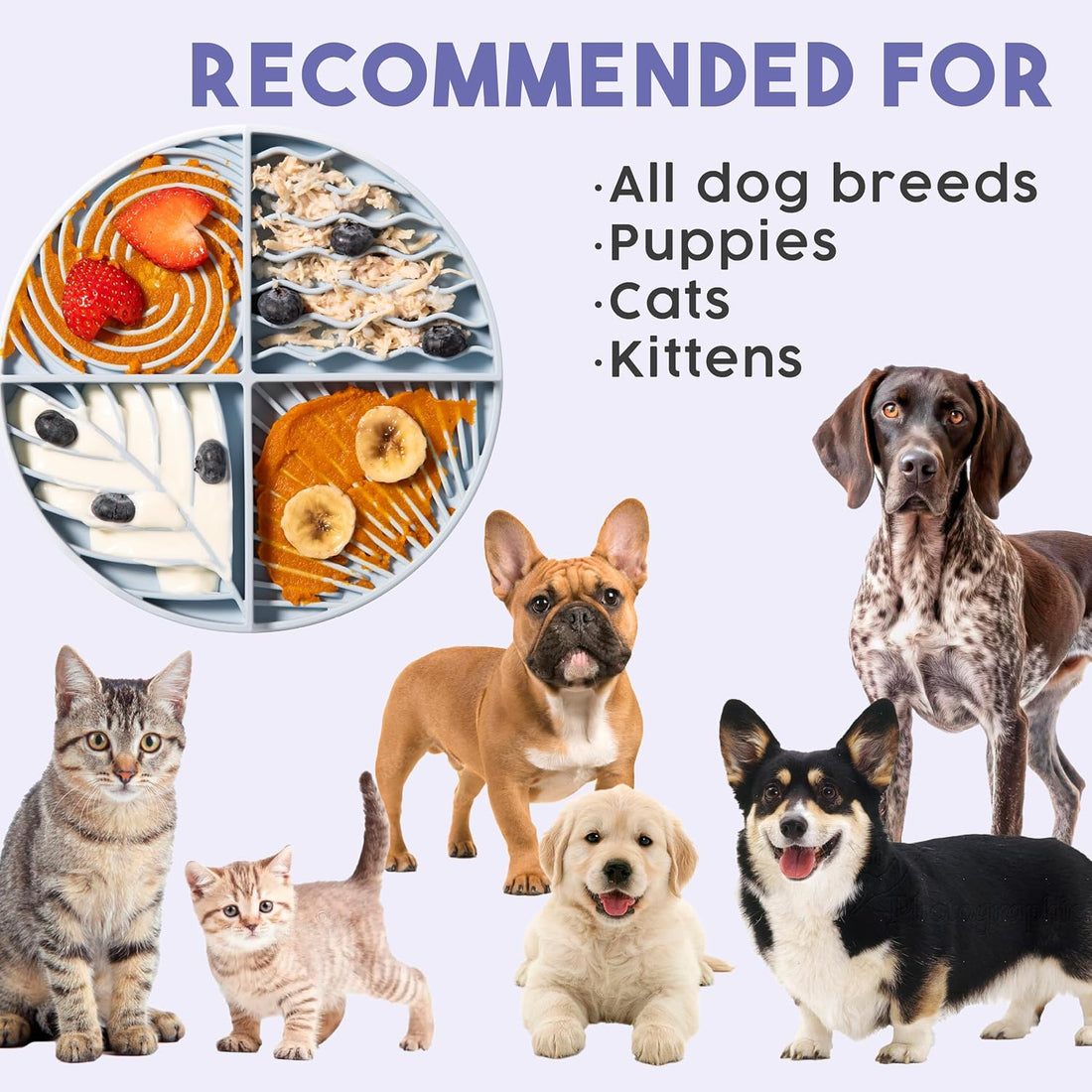 Silicone Dog Lick Mat & Slow Feeder with Suction Cups for Anxiety