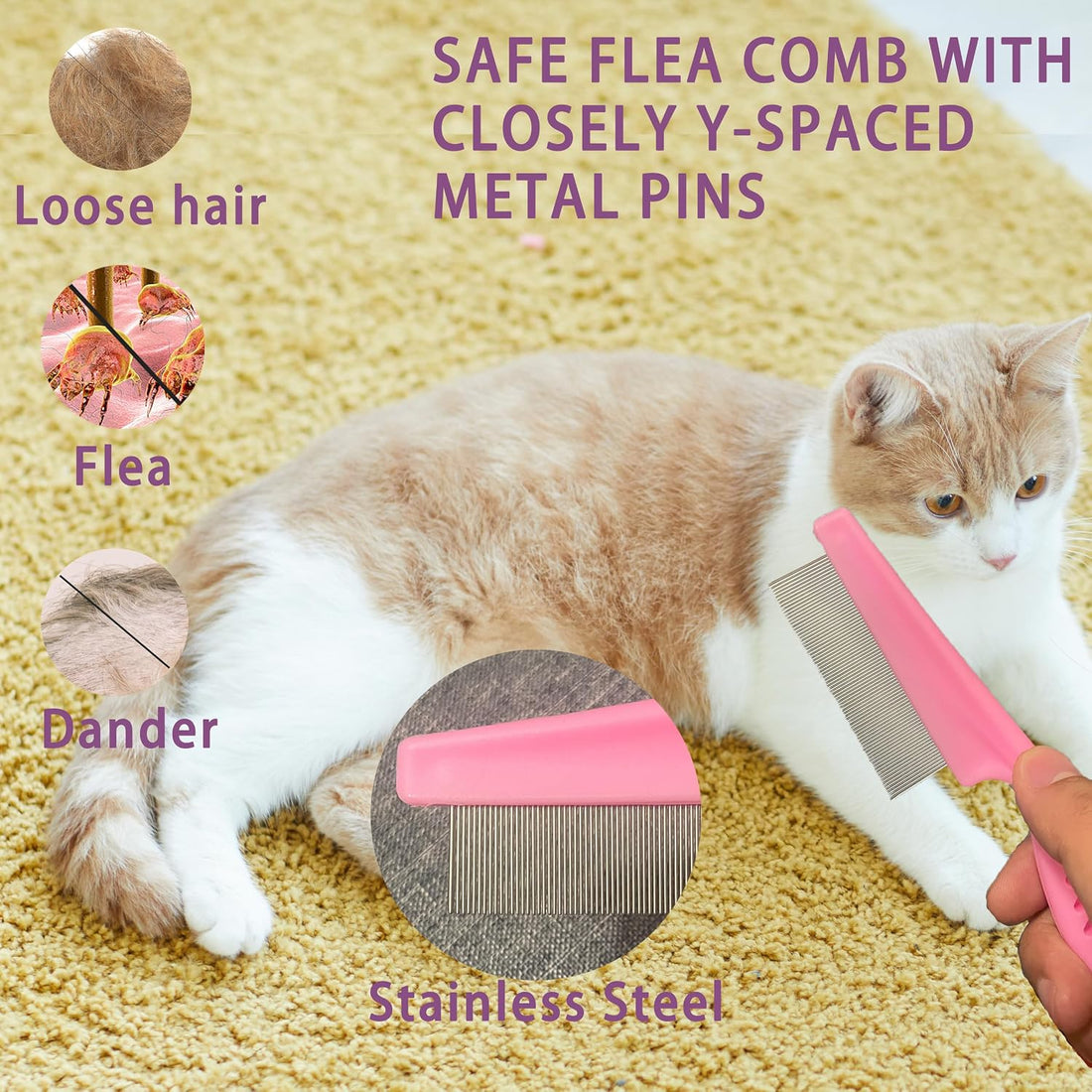 POSAPET Cat Grooming Brush Kit 6 Tools