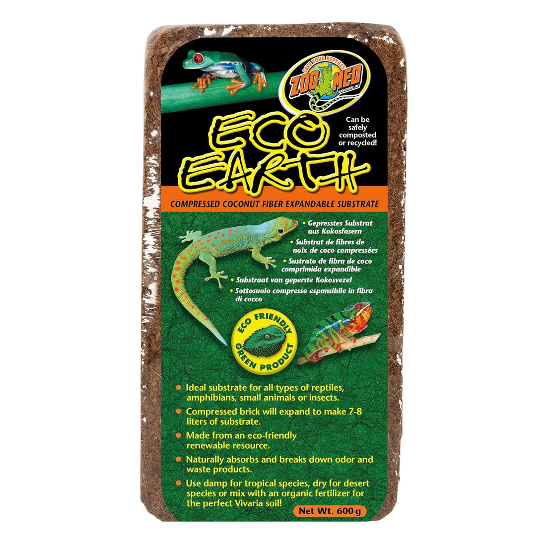 Zoo Med Eco Earth Compressed Coconut Fiber Substrate Reptiles 1 Brick