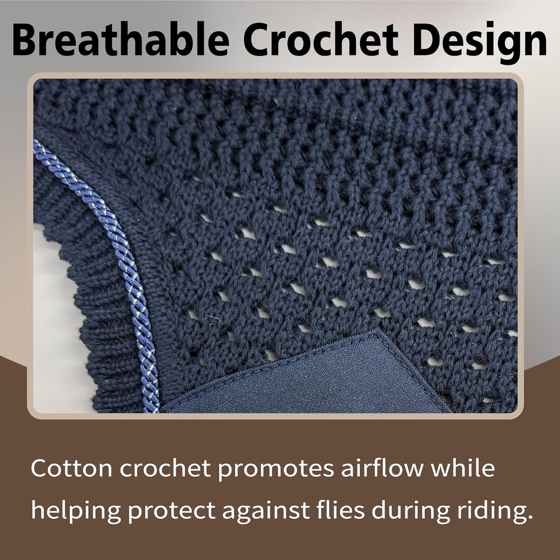 EQUINEWAVE Horse Fly Bonnet, Breathable Crochet Ear Bonnet