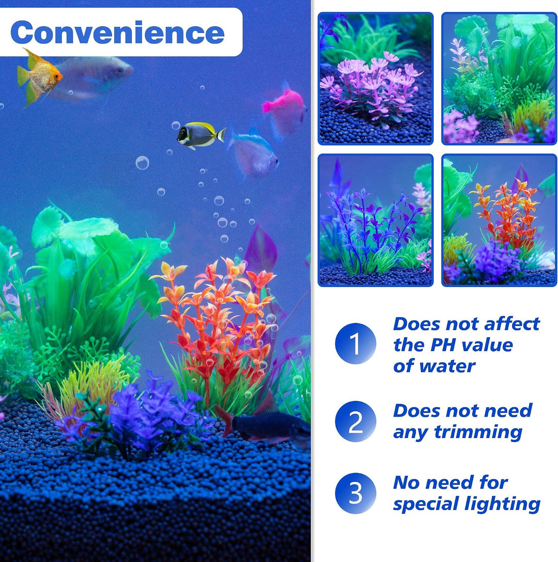 Ameliade 11 Pieces Aquarium Artificial Plastic Plants Fish Tank