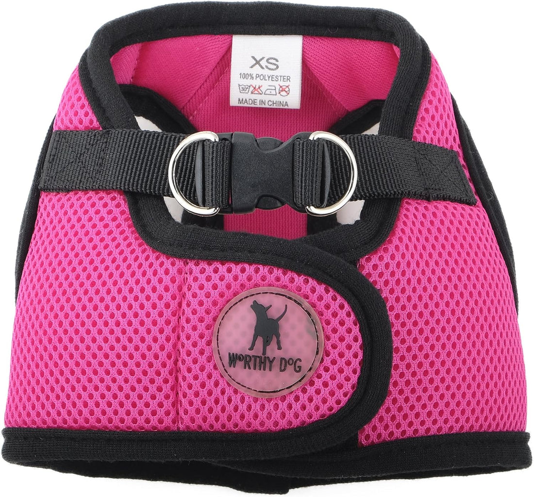 THE WORTHY DOG Easy Step-in Mesh Harness for Medium Dogs, Black