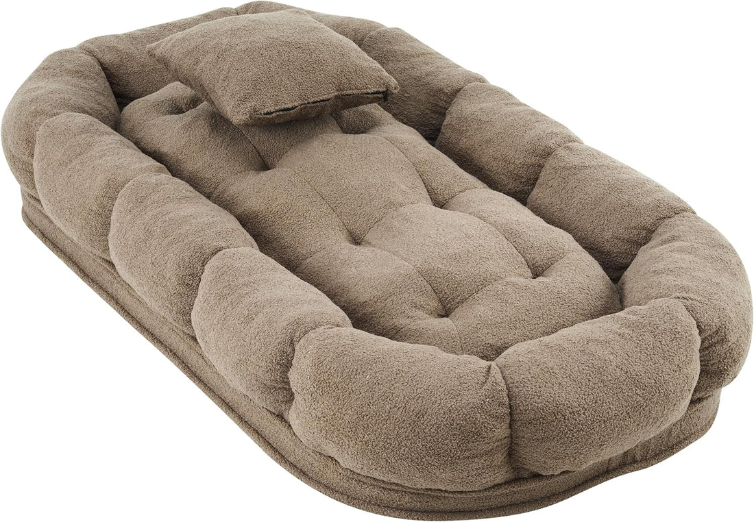 Merax 68.9" Plush Convertible Floor Sofa, Adjustable Pet Bed